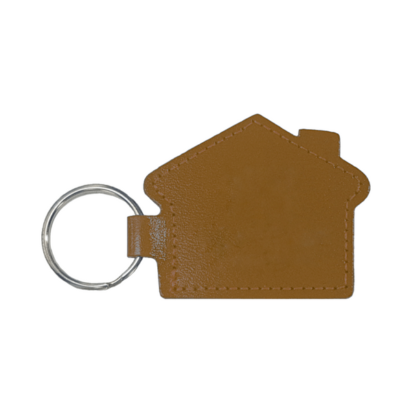 Real Leather House Shaped Keyfob - 2 Sides