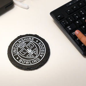Branded Slate Coaster - Round Slate grey