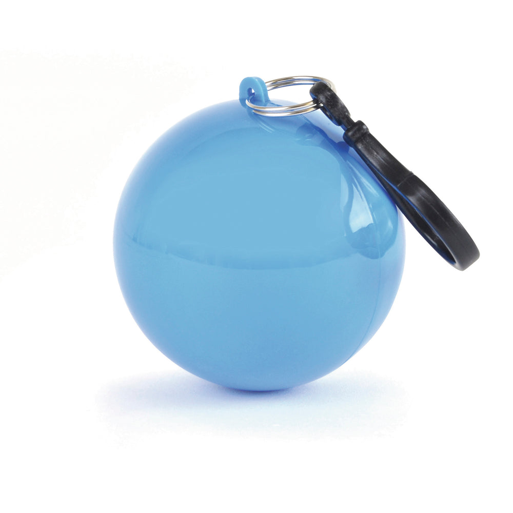 Branded White Poncho In Plastic Ball with Split Ring Keyring