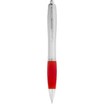 Nash ballpoint pen silver barrel and red grip