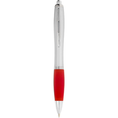 Nash ballpoint pen silver barrel and red grip