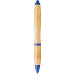 Nash bamboo ballpoint pen with blue accents