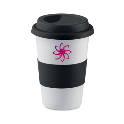 Branded Ceramic mug w/ lid and sleeve