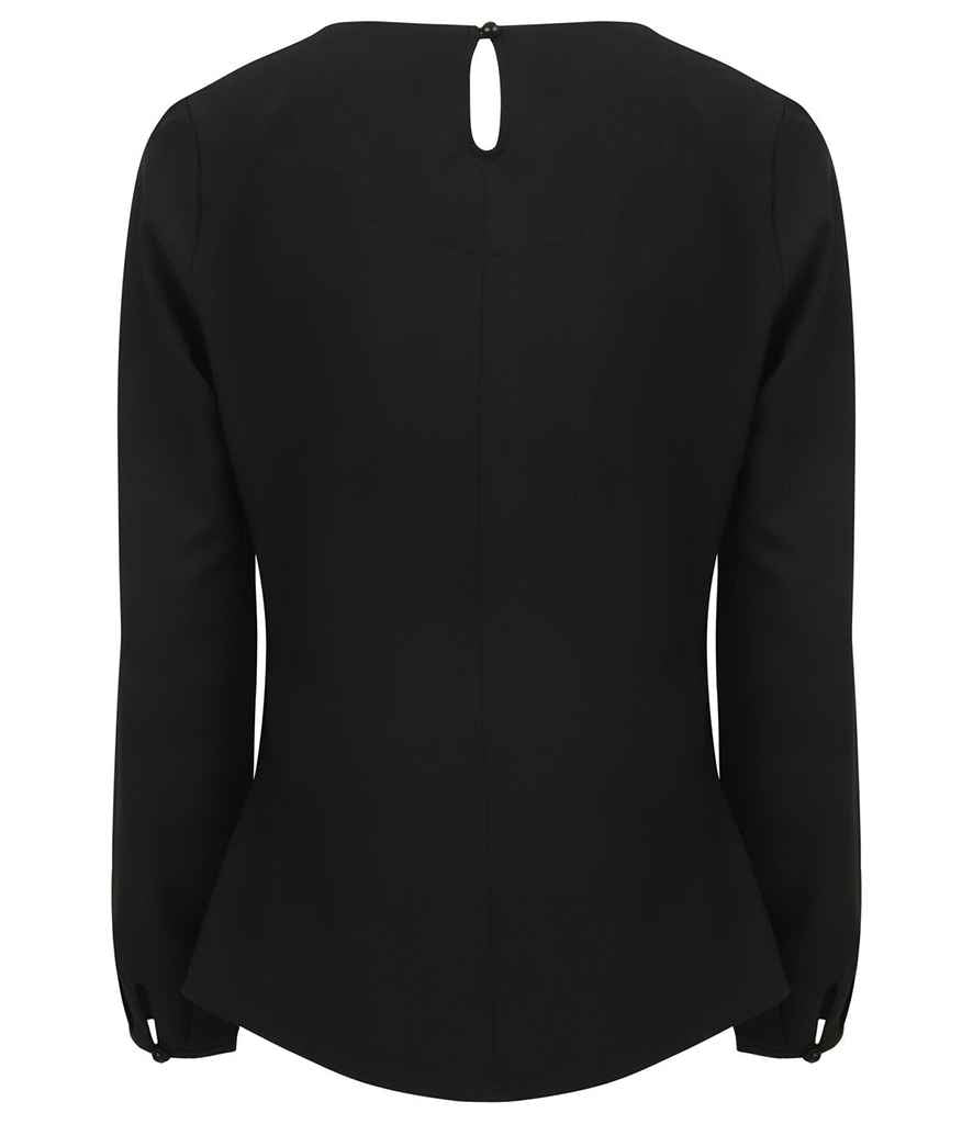 Branded Henbury Ladies Pleat Front Long Sleeve Blouse