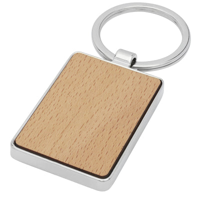 Branded Mauro beech wood rectangular keychain