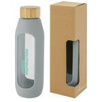 Branded Tidan 600 ml borosilicate glass bottle with silicone grip