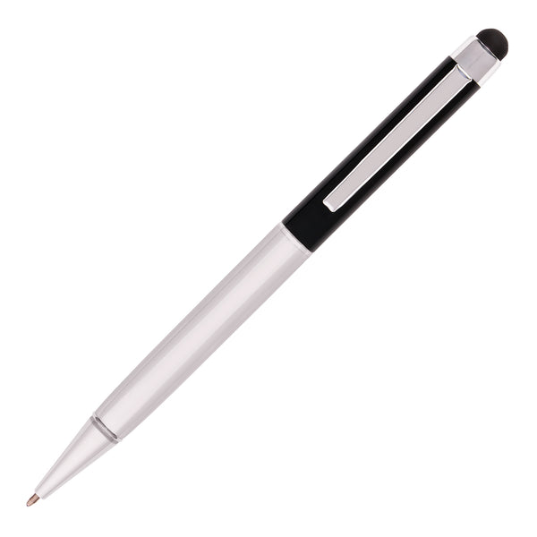 Branded HARRIS Silver Metal Pen. BLACK Upper Barrel. Chrome Undercoat.