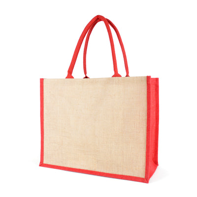 Chow Natural Jute Bag with trim + cotton webbing rope handles