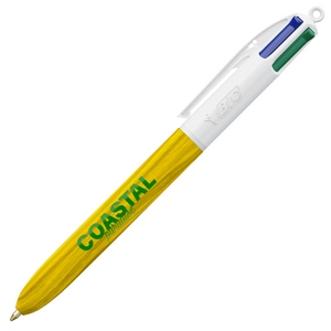 BIC® 4 Colours Wood Style, White/Yellow