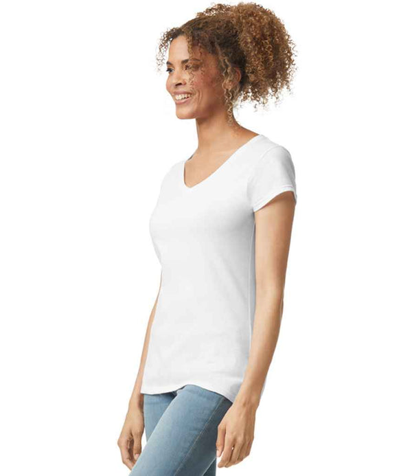 Gildan Ladies SoftStyle® V Neck T-Shirt White