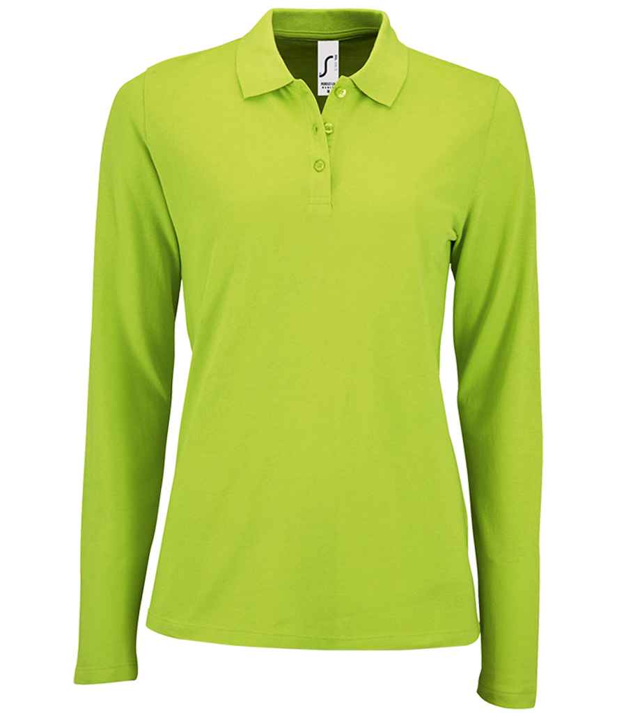 Branded SOL'S Ladies Perfect Long Sleeve Piqué Polo Shirt