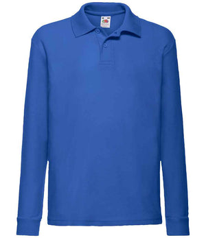 Fruit of the Loom Kids Long Sleeve Poly/Cotton Piqué Polo Shirt Royal Blue