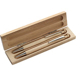 Branded Carleith Wooden pen and pencil set