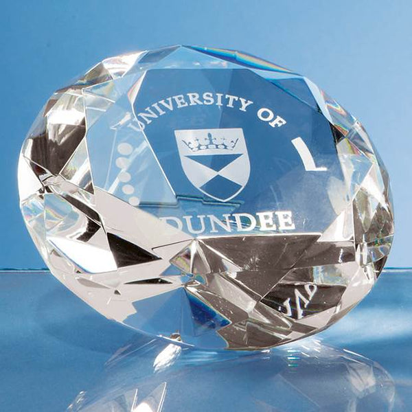 Branded 10cm Optical Crystal Clear Diamond Paperweight