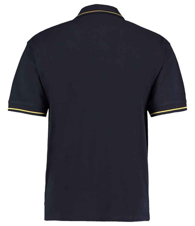 Kustom Kit St Mellion Tipped Cotton Piqué Polo Shirt Navy/Yellow