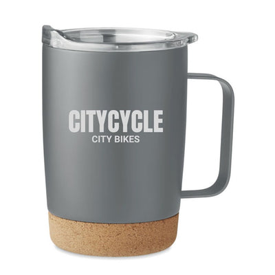 Branded Double wall tumbler 300ml with Cork Base
