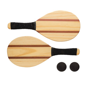 Wooden frescobol tennis set