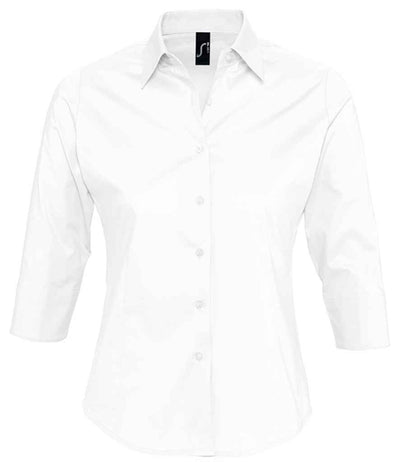 SOL'S Ladies Effect 3/4 Sleeve Fitted Shirt White
