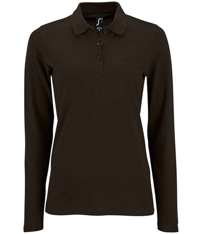 Branded SOL'S Ladies Perfect Long Sleeve Piqué Polo Shirt