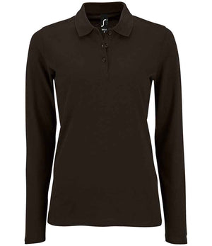 SOL'S Ladies Perfect Long Sleeve Piqué Polo Shirt Black