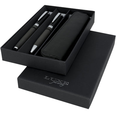 Branded Carbon duo pen gift set with pouch