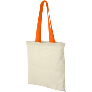 Nevada 100 g/m² cotton tote bag coloured handles 7L