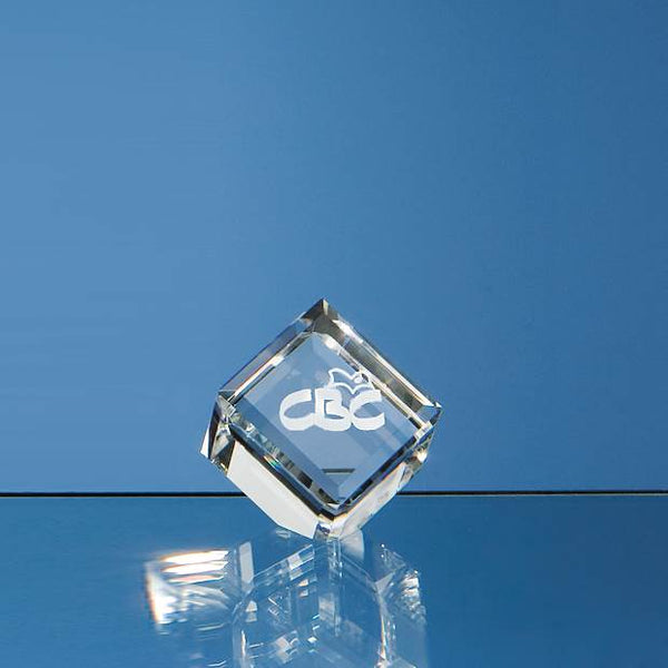 Branded 4cm Optical Crystal Bevel Edged Cube