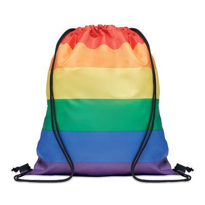 Branded Rainbow RPET drawstring bag
