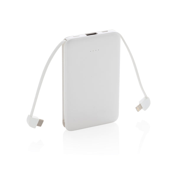 Branded 5.000 mAh Pocket Powerbank with integrated cables