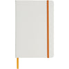 Branded Spectrum A5 white notebook with coloured strap