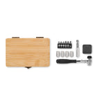 Branded 13 piece tool set, bamboo case