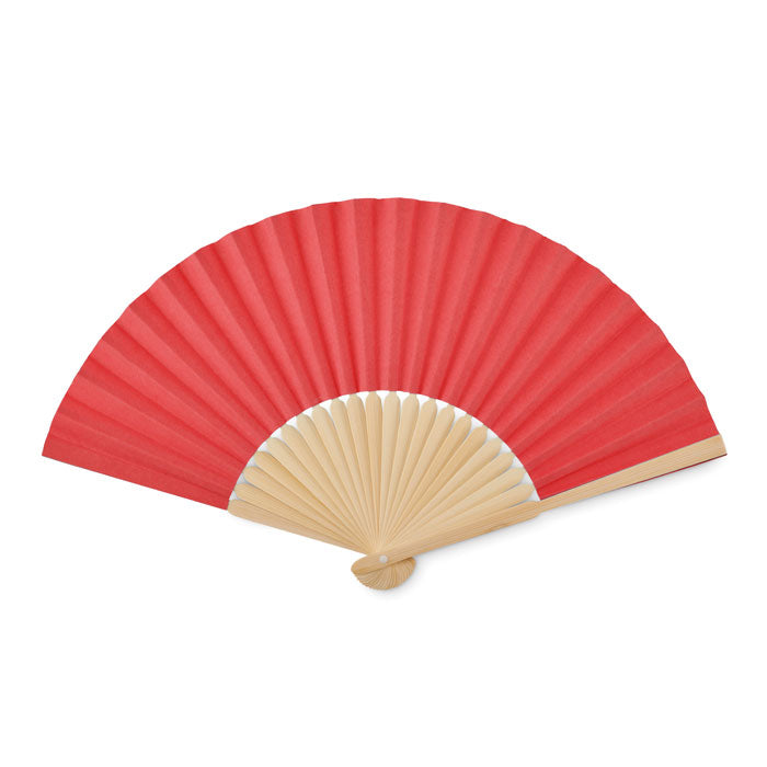 Branded Manual hand fan with bamboo handle