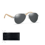 Branded Bamboo sunglasses in pouch