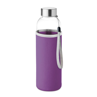 Glass bottle in pouch 500ml Violet