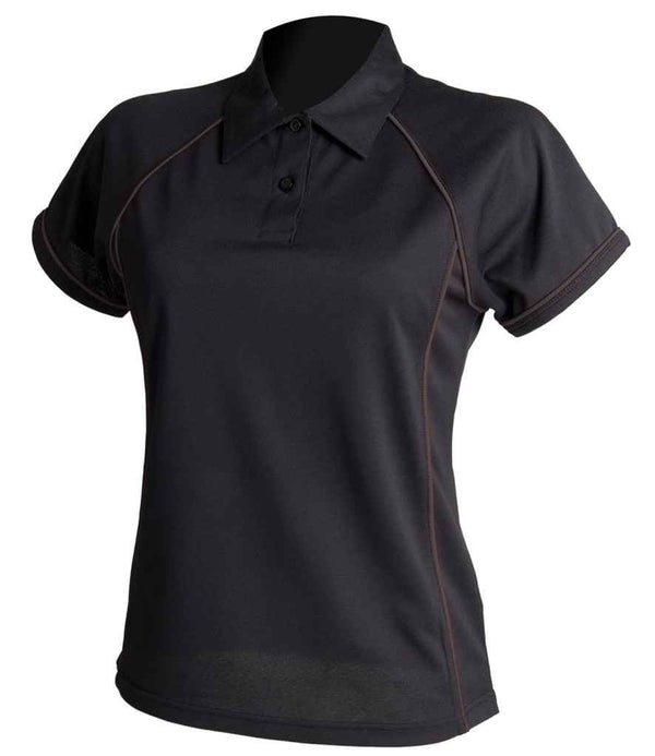 Finden + Hales Ladies Performance Piped Polo Shirt Black/Black