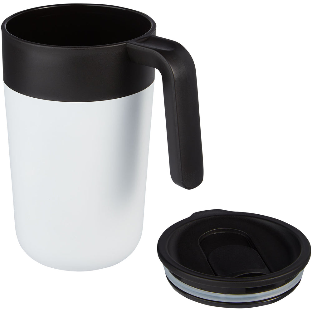 Branded Nordia 400 ml double-wall recycled mug