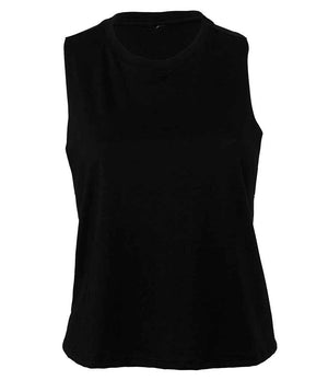 Bella Ladies Racer Back Cropped Tank Top Black