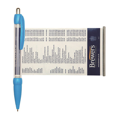 Droop Banner message pen in light blue with branding to the banner