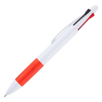 Quad 4 Colour Pen with white barrel and red grip
