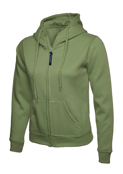 Branded Ladies Classic Full Zip Hooded Sweatshirt