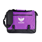 Nelson Satchel 600D Black laptop bag with flap and shoulder strap