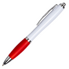 Curvy Ball Pen with a white barrel and red grip