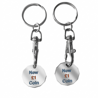 Enamelled Trolley Coin Keyring - GBP Pound