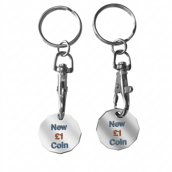 Enamelled Trolley Coin Keyring - GBP Pound