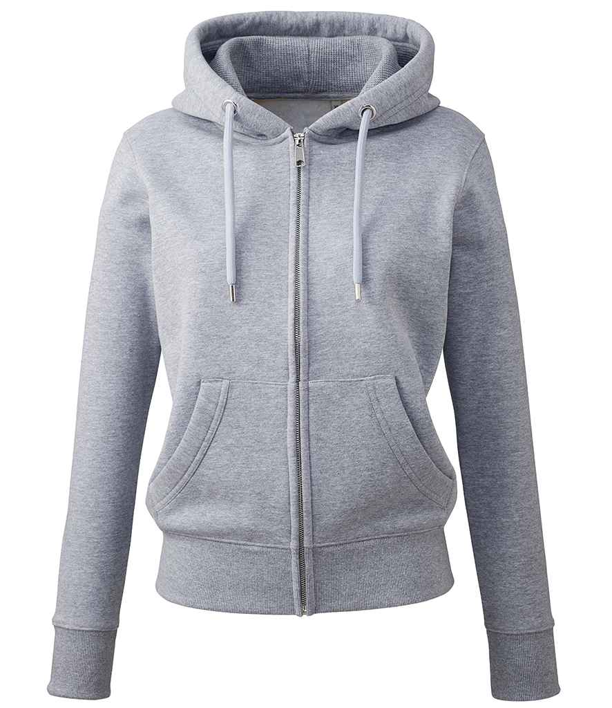 Anthem Ladies Organic Full Zip Hoodie Grey Marl