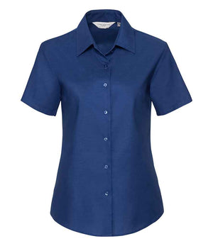 Russell Collection Ladies Short Sleeve Easy Care Oxford Shirt