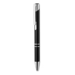 Push button pen with black ink in black