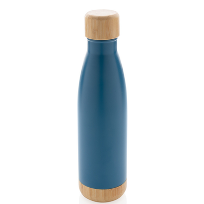 Vacuum stainless steel bottle with bamboo lid and bottom