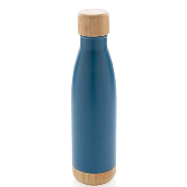 Vacuum stainless steel bottle with bamboo lid and bottom