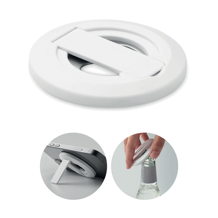 Phone holder and bottle opener